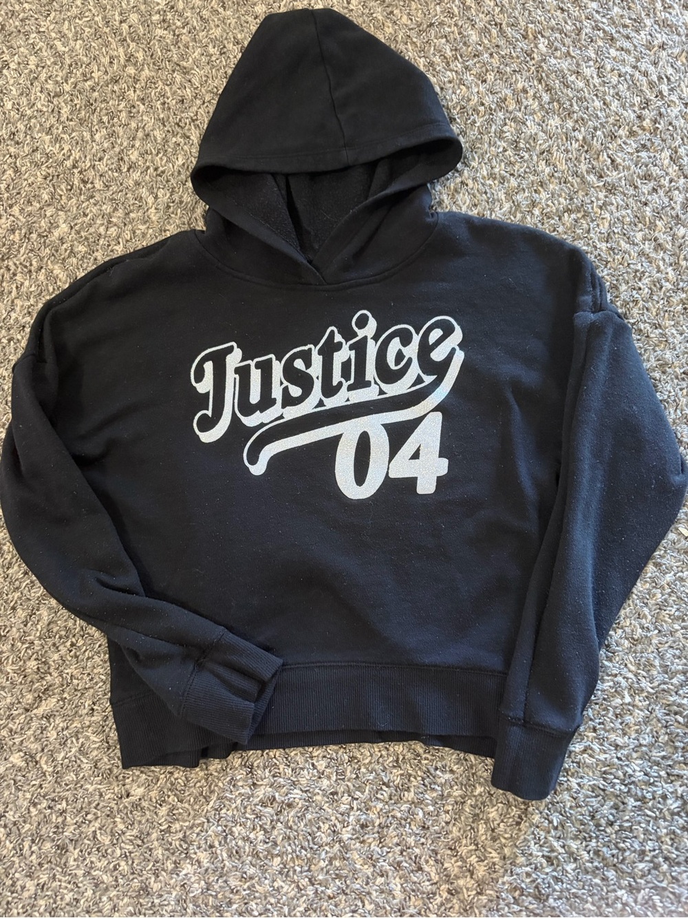 Justice Black Hoodie with White '04' Logo